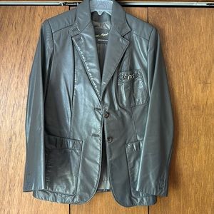 Vintage Etienne Aigner Leather Gray Jacket/Blazer, Size 12